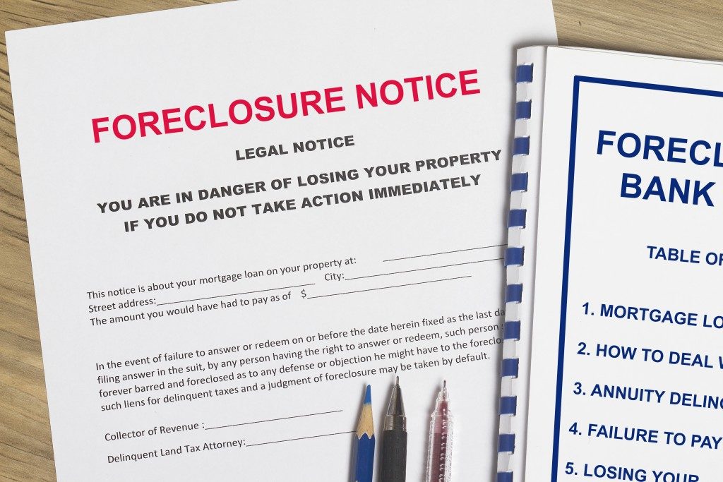 Foreclosure notice on the desk